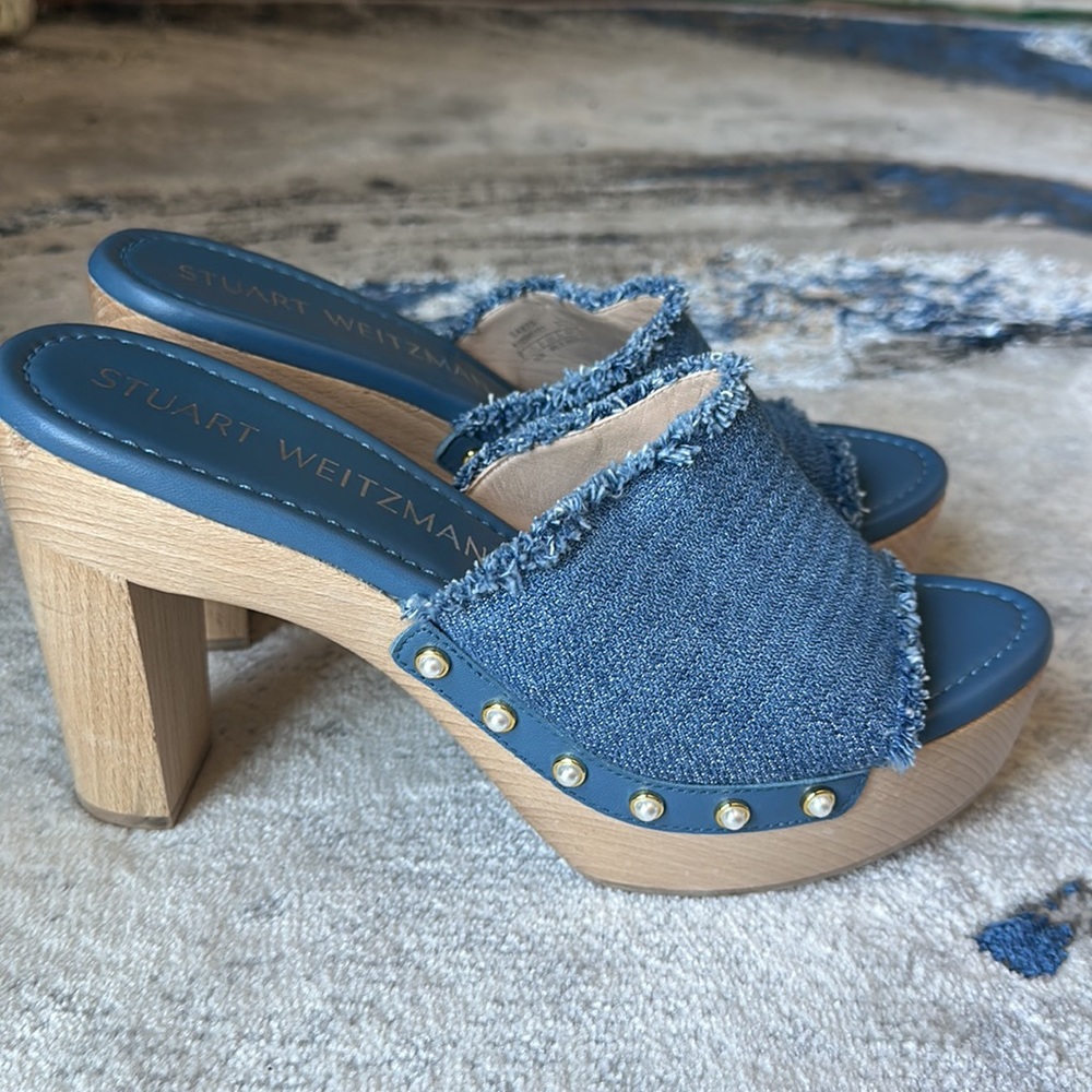 Denim wooden sandals